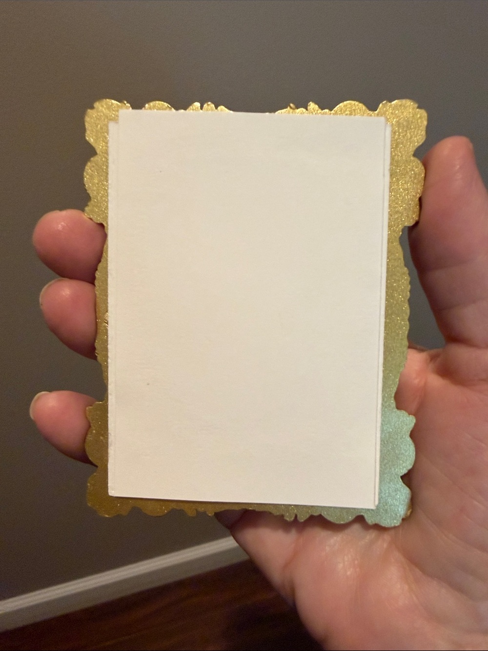Hand Crafted Gold Ornate Frame with Sparkling Beagle on Linen Cardstock - Picture 4 of 4